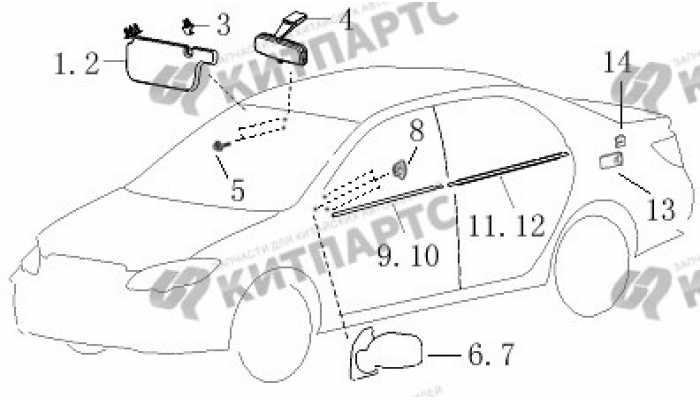 Зеркала и козырьки, молдинги дверей BYD F3 (F3R)