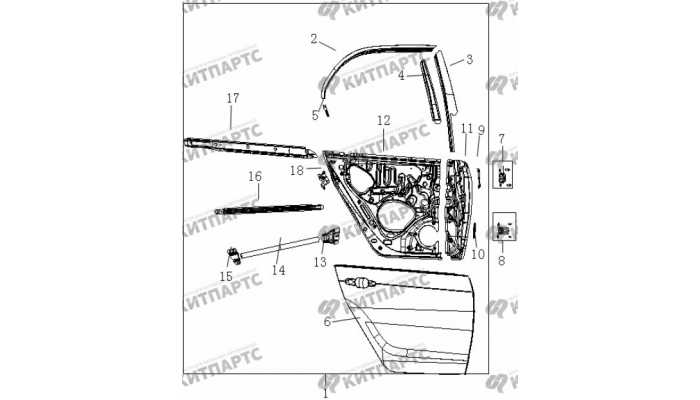 Дверь задняя правая Geely